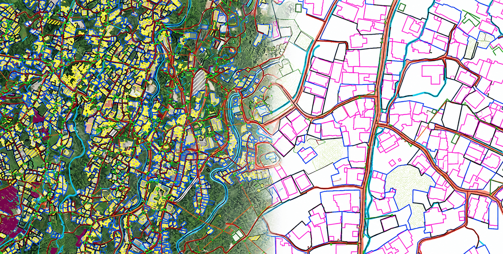 Satellite imagery and classified land use and land cover map